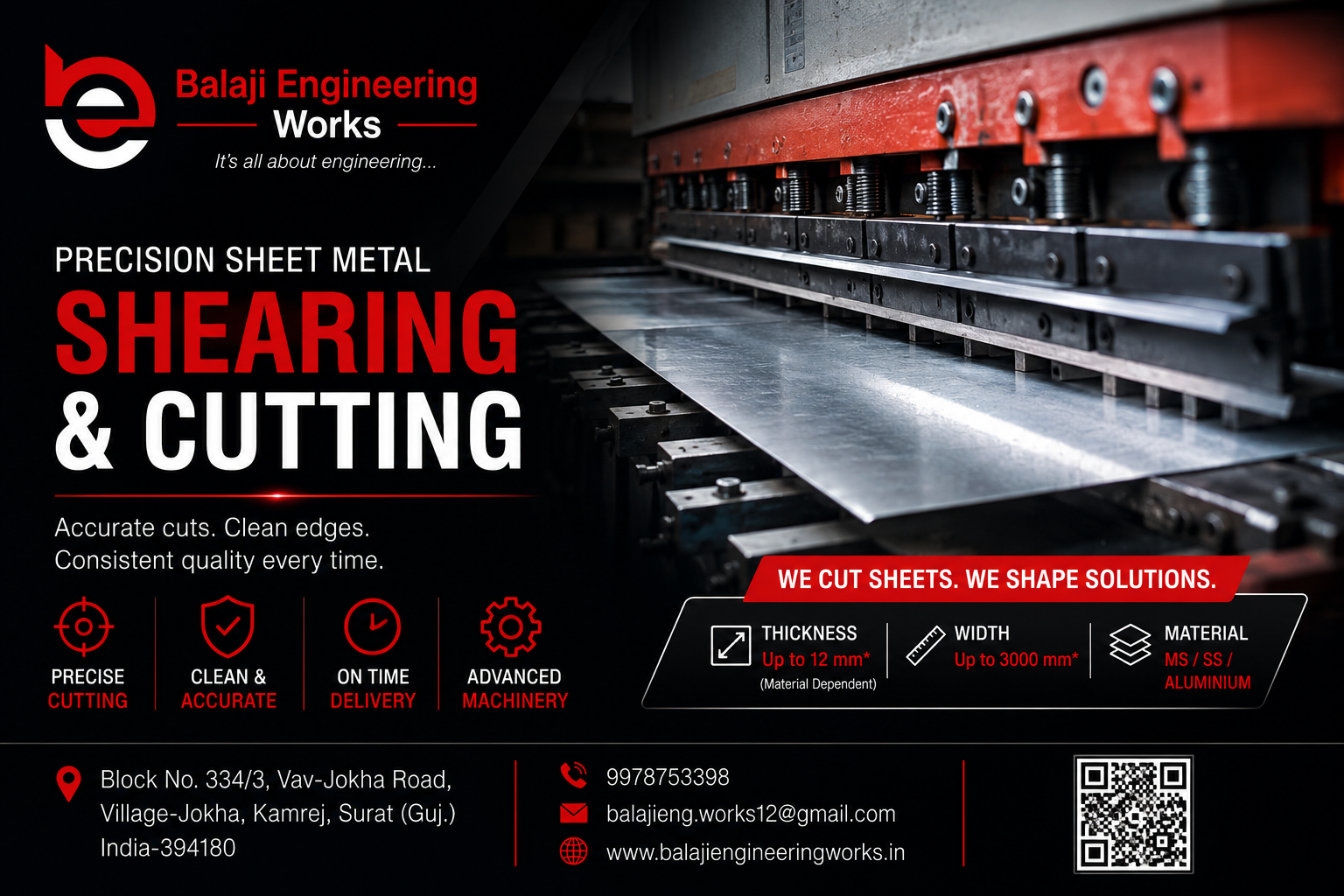 Sheet Metal Shearing Cutting service by Balaji Engineering Works in Surat